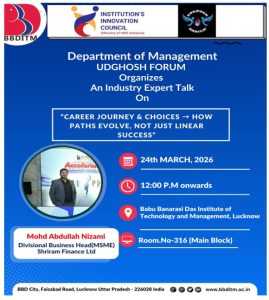 Industry Expert Talk on “Career Journey & Choices – How Paths Evolve, Not Just Linear Success”
